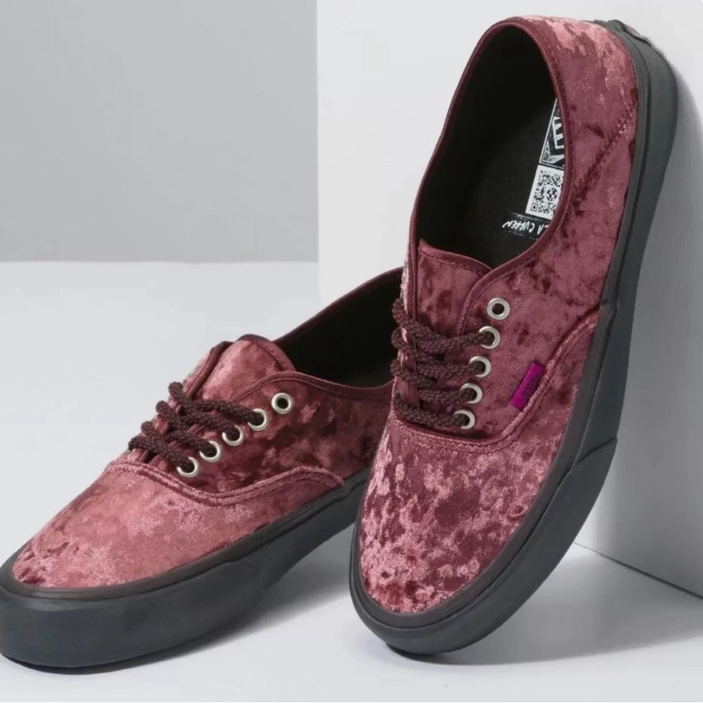 Vans x Alex Knost x Lee-Ann Curren Sneakers (Burgundy Purple Crushed Red Velvet)